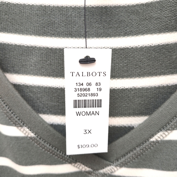 NEW Talbots Striped Dress women’s Plus size 3X muted green French terry soft - Picture 5 of 8